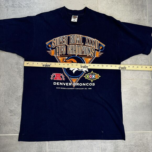 VTG 1998 Denver Broncos Super Bowl XXXII AFC Champions T-Shirt - Size XL - Picture 6 of 10